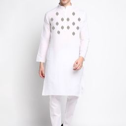 DEVOILER Ethnic Motifs Printed Band Collar Kurta With Pyjamas-picture-29