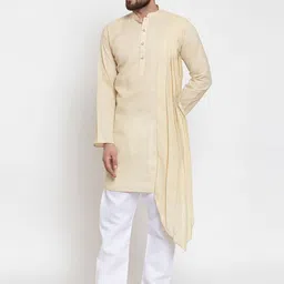 TREEMODA Mandarin Collar Regular Linen Kurta with Pyjamas-picture-14