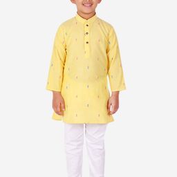 Pro-Ethic STYLE DEVELOPER Boys Yellow Pure Cotton Kurta with Pyjamas-picture-36