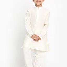 VASTRAMAY Boys Cream Kurta with Pyjama Set-picture-30