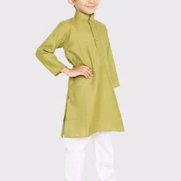 Maharaja Boys Band Collar Long Sleeves Straight Kurta With Pyjama image 5