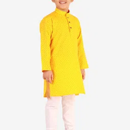 Pro-Ethic STYLE DEVELOPER Boys Yellow Pure Cotton Kurta with Churidar image 2
