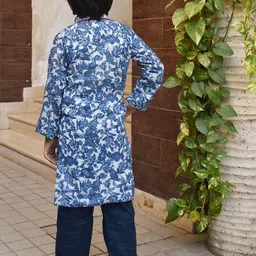 Fayon Kids Boys Floral Printed Regular Pure Cotton Kurta with Pyjamas image 2