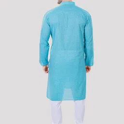 Maharaja Geometric Printed Band Collar Pastel Straight Kurta with Pyjamas image 4