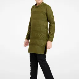 BAESD Boys Mandarin Collar Pleated Kurta With Pyjamas image 2