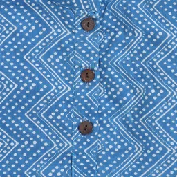 The Magic Wand Boys Printed Mandarin Collar Pure Cotton Straight Kurta With Pyjamas image 4