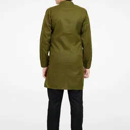 BAESD Boys Mandarin Collar Pleated Kurta With Pyjamas image 5