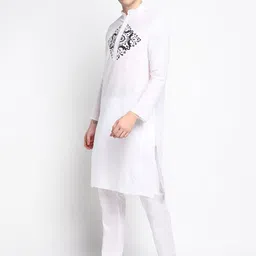 DEVOILER Ethnic Motifs Printed Band Collar Straight Kurta with Pyjama image 5