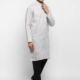 ROYAL KURTA Men Grey Pure Cotton Kurta with Pyjamas image 2
