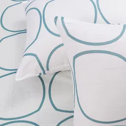 Huesland White & Grey Geometric Fitted Cotton 144 TC Double Queen Bedsheet Set image 3