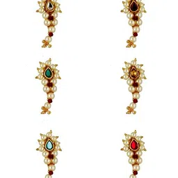 anuradha pearl Traditional Nath Styled Combo Saree Pin Set For Women (Pack of 6) image 3