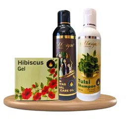 mariyas herbal hair care oil HAIR REGROWTH KIT . Natural Hair Care Kit with Hibiscus Gel, Tulsi Shampoo, Hair Oil, 3 Pieces image 1