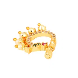 opal touch Women Nose pin/Nath Nose Ring Traditional Jewellery-CZ Studded Nose Pin image 2