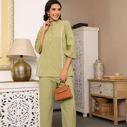 jisora Women's Pure Cotton Green Co-ord Set image 4