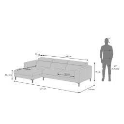 urban ladder Chelsea Left Aligned 3 Seater Sectional Fabric Sofa (Daschund Brown) image 9
