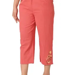 cloth bites 3/4th Pants Cotton Lounge Wear Stretch Capris for Women with Pockets Side image 1