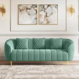 urban ladder Amora Sofa 3 Seater in Dusty Turquoise Velvet-picture-15