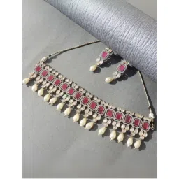 I Jewels Traditional Kundan & Pearl Necklace Jewellery Set-picture-19