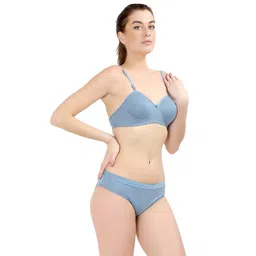 small candy Women's Cotton Lightly Padded Wire Free Bra Panty Lingerie Set Honeymoon|Everyday T Shirt Bra Panty Set for Girl's Combo Pack of 3 image 2