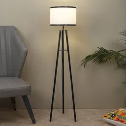 tu casa Foldable Tripod Metal Floor Lamps with Stripe Shade for Home Décor, Bedrooms Corner, Living Room, Gifting, Diwali Decoration, Hall, Office, Study Room (Height: - 50") - Bulb not Included image 2