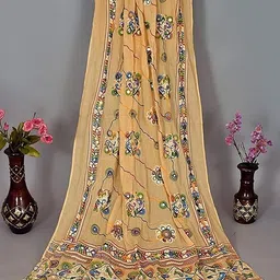 pk hub Jaipuri Rajasthani Women's Silk Bandhani Bandhej Multi-Colored Heavy Dupatta with Gota Work, Latkan & Embroidery - 2.15 Meter image 2