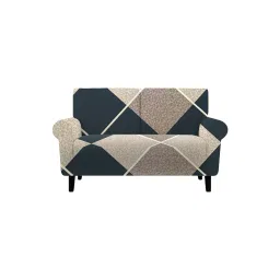 scm 2 Seater Navy Cubes Sofa Cover image 2