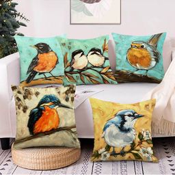 AEROHAVEN Green Yellow & White Set of 5 Quirky Velvet Square Cushion Covers-picture-13