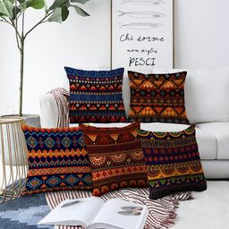 AEROHAVEN Orange & Yellow Set of 5 Quirky Square Cushion Covers-picture-27