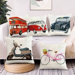 AEROHAVEN White & Red Set of 5 Quirky Velvet Square Cushion Covers-picture-25