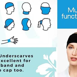 plutoprom Women's Under Scarf Hijab Cap - 4 Pcs Undercaps for Turban, Head Wraps, Solid Color Stretch Dreadlocks Tube Neck Cover image 3