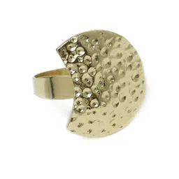 Estele Women Gold Plated Trendy Semi Circular Beaten Adjustable Finger Ring-picture-37