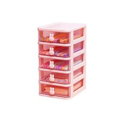 House of Quirk Pink 5 Tier Transparent Office Desktop Drawer Organizer-image-120