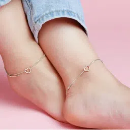 Zavya Heartfelt Elegance Rhodium-Plated 925 Sterling Silver Heart Anklet- Pair-picture-26