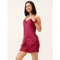 Clovia Chic Basic Short Robe, Cami Top With Matching Pyjama and Shorts (Set of 4) image 2