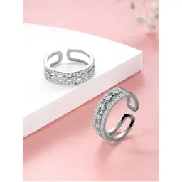 Peora Cubic Zirconia Studded Silver Plated Adjustable Toe Ring Fancy Bichiya for Women-picture-10