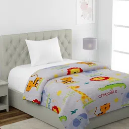 HOSTA HOMES Grey & Green Cartoon Characters Heavy Winter 210 GSM Single Bed Comforter-picture-30