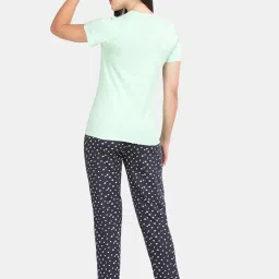 Kryptic Green Women's Cotton Printed T-Shirt and Pajama image 2