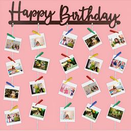 CVANU Brown Happy Birthday Wooden Wall Hanging-picture-40