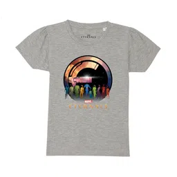 Marvel by Wear Your Mind Girls Grey & Green Printed Pure Cotton T-shirt-picture-21