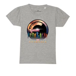 Marvel by Wear Your Mind Girls Grey Eternals Printed Pure Cotton Raw Edge T-shirt-picture-15
