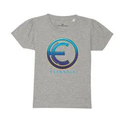 Marvel by Wear Your Mind Girls Grey Melange & Blue Printed Puff Sleeves Pure Cotton T-shirt-picture-23