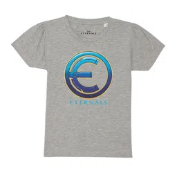 Marvel by Wear Your Mind Girls Grey Eternals Printed Pure Cotton Raw Edge T-shirt-picture-20