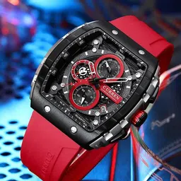 Curren Men Brass Embellished Dial & Wrap Around Straps Analogue Watch CR-8442-Black Red-image-18