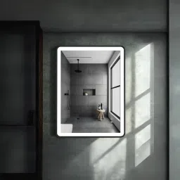 ledmirror.in Modern Rectangular LED Mirror Black Stainless Steel Frame with Shelving-picture-19
