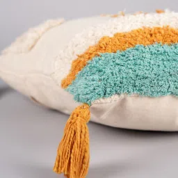 Art Avenue Mason Cream-Coloured & Green Self Design Cotton Square Cushion Cover image 2