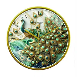 RANDOM Green & White Printed Round Shaped Contemporary Analogue Wall Clock image 3