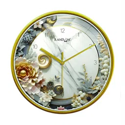 RANDOM Green & White Printed Contemporary Wall Clock image 2