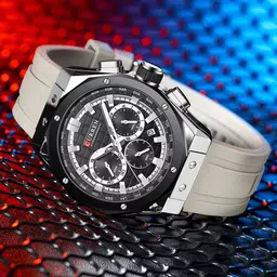 Curren Men Round Embellished Dial & Wrap Around Straps Analogue Watch CR-8464-Grey image 3