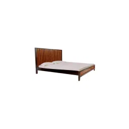 globally indian Denis Solid Wood Non Storage Bed In Dark Provincial Teak Finish image 3
