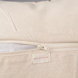 Art Avenue Cream-Coloured & Green Self Design Cotton Square Cushion Cover image 4